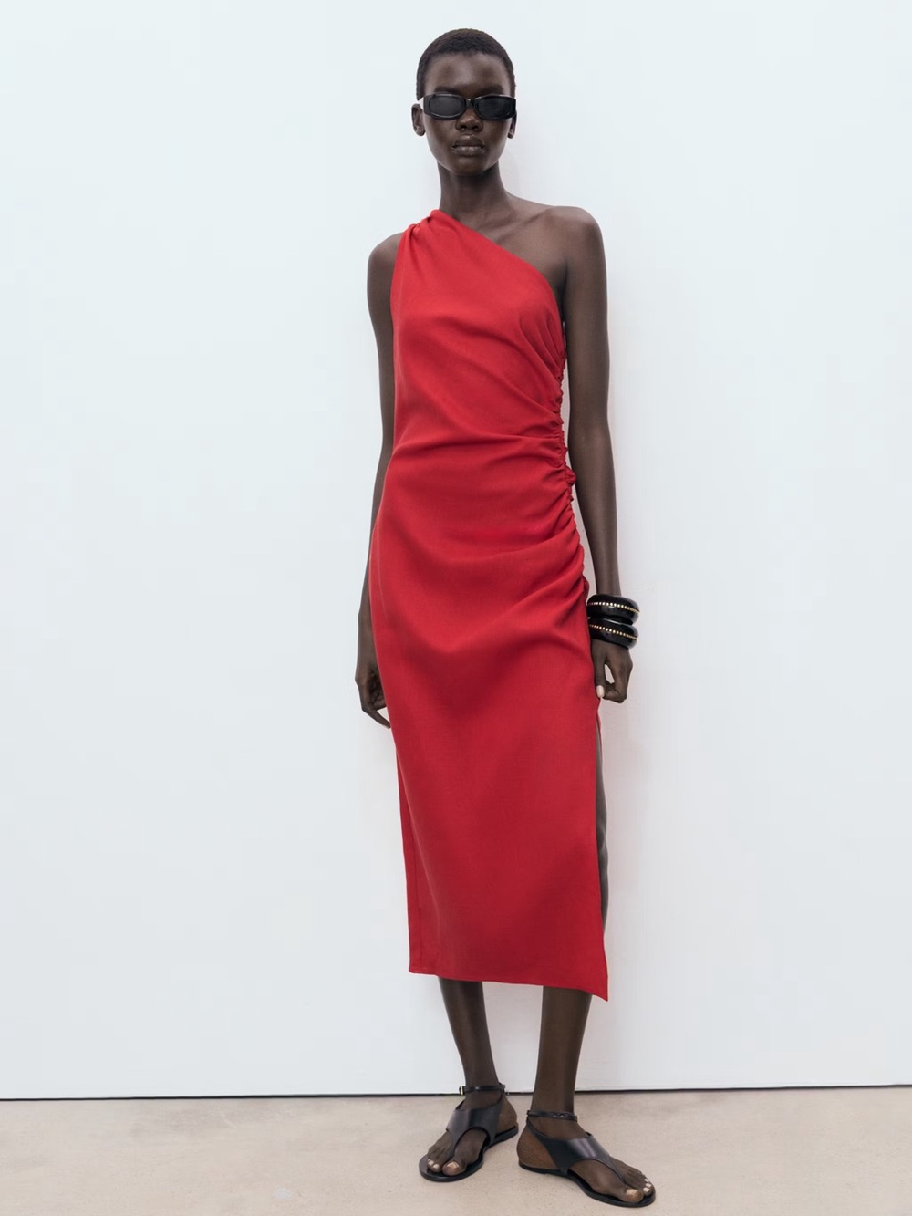 Mango Red dress with asymmetrical neckline NWT